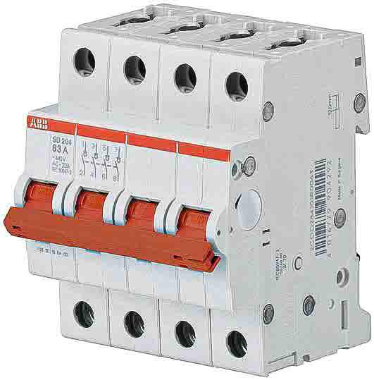 ABB System Pro M Compact SD200 MCB, 4P, 63A, 440V AC, 25 kA Breaking Capacity