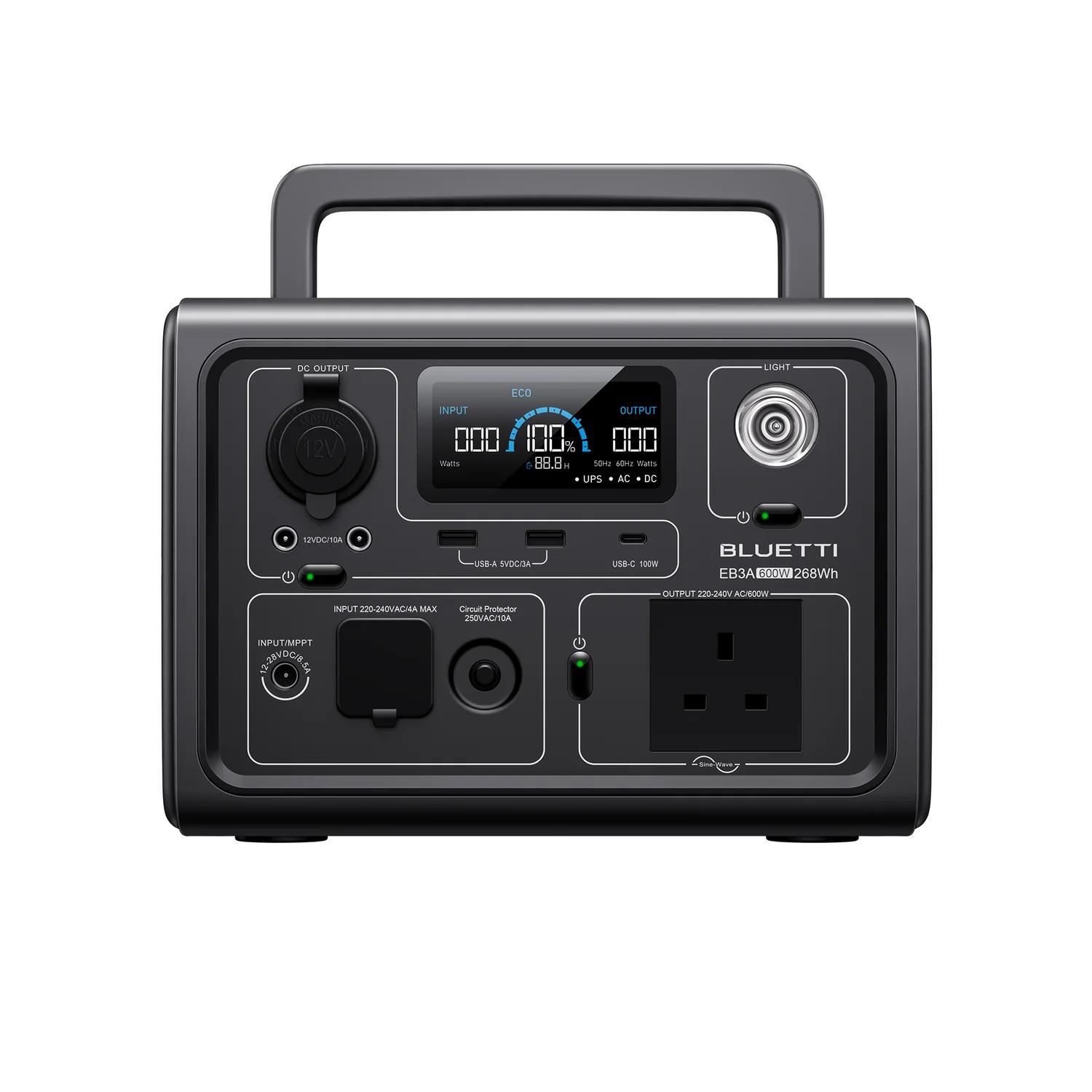 Bluetti EB3A-UK-GY-BL-01 28V dc Portable Power Station