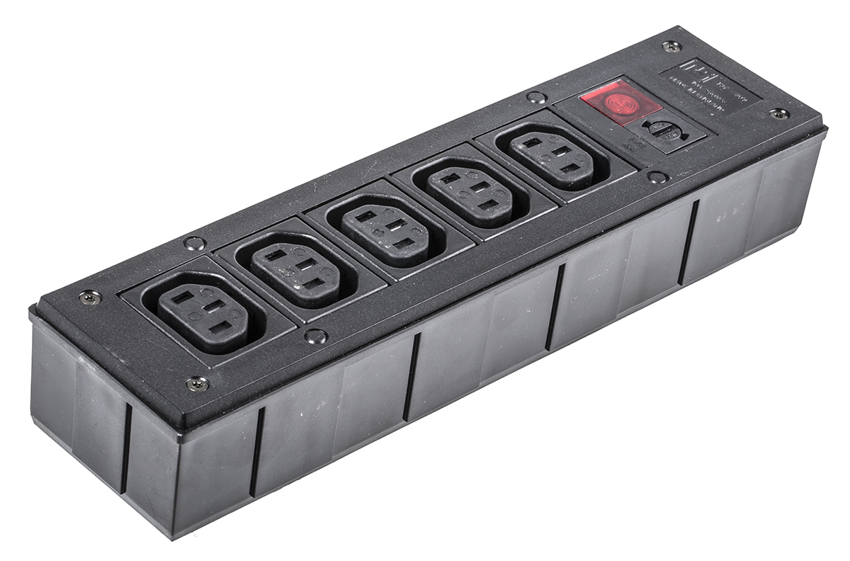 Bulgin IEC C13 5 Gang Power Distribution Unit, Filtered, 250 V ac, Fused