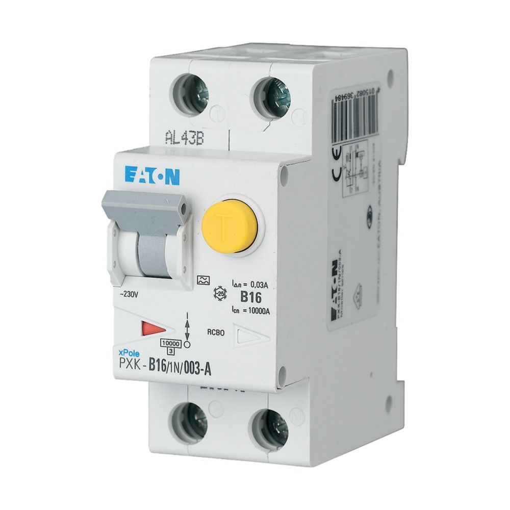 RCBO, 16A Current Rating, 1P + N Poles, 30mA Trip Sensitivity, Type D, xPole Range