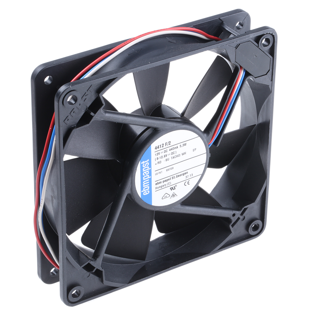 ebm-papst 4400 F Series Axial Fan, 12 V dc, DC Operation, 170m³/h, 5.3W, 119 x 119 x 25mm