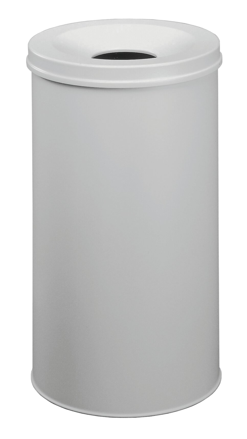 Durable Waste Basket Safe Round 60L Grey Flip Steel Waste Bin