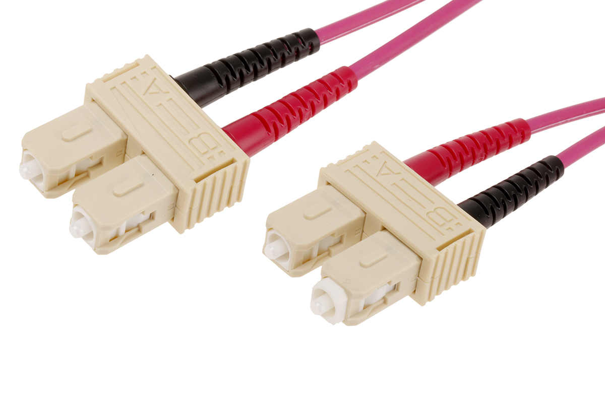 RS PRO SC to SC Duplex Multi Mode OM4 Fibre Optic Cable, 900μm, Violet, 2m