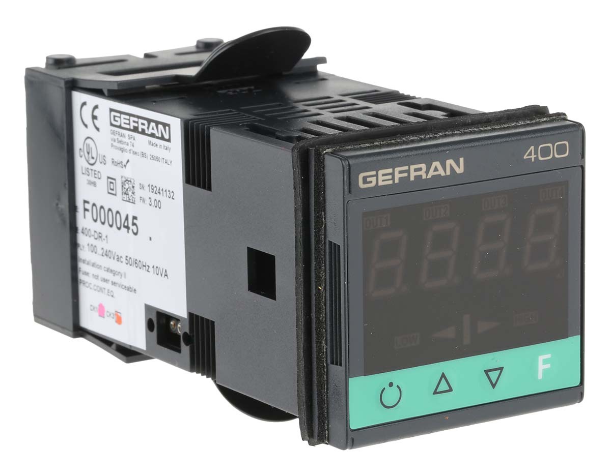 Gefran 400 PID Temperature Controller, 48 x 48 (1/16 DIN)mm, 2 Output Logic, Relay, 100 → 240 V ac Supply Voltage