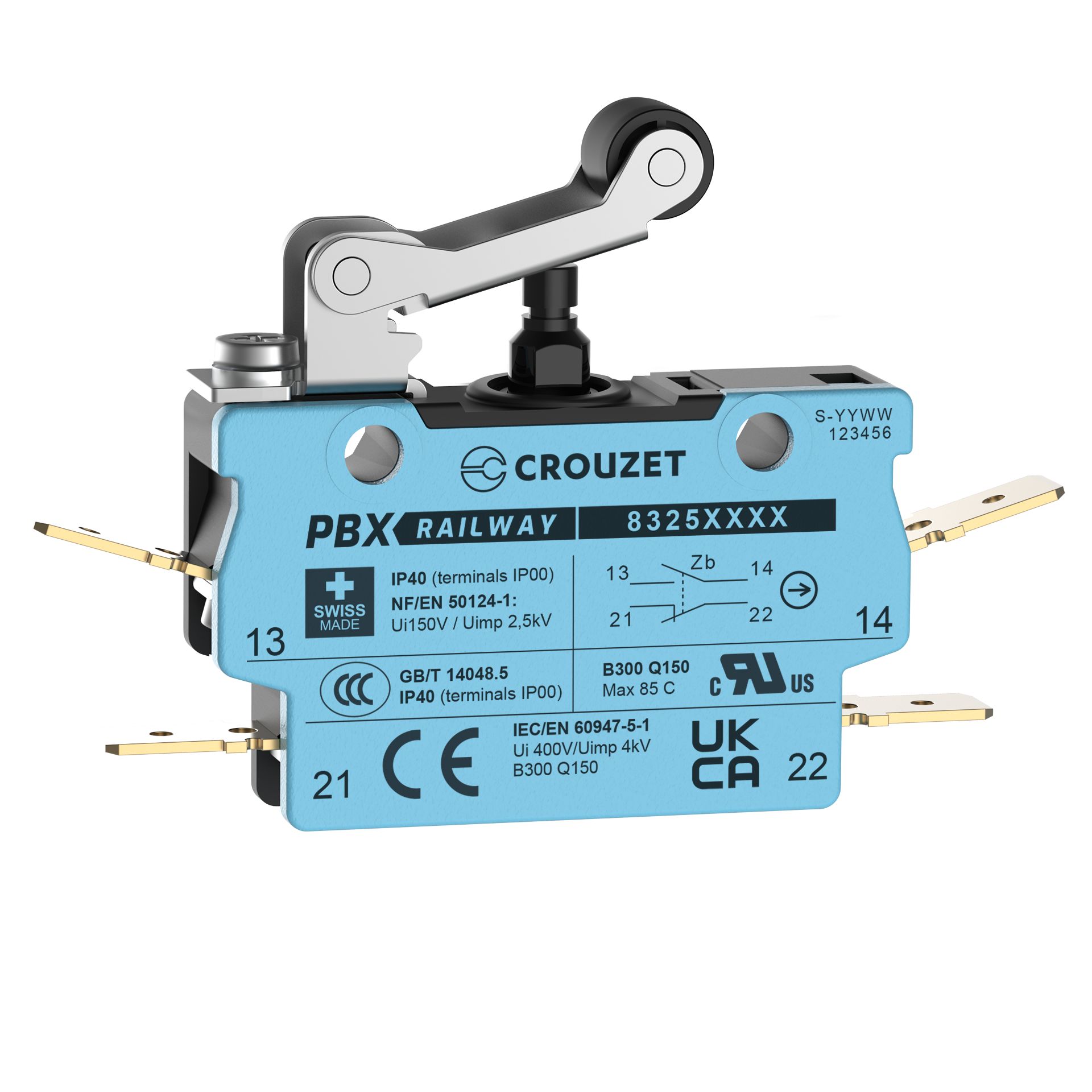 Crouzet Roller Lever Micro Switch, Screw Terminal, SPST, IP40
