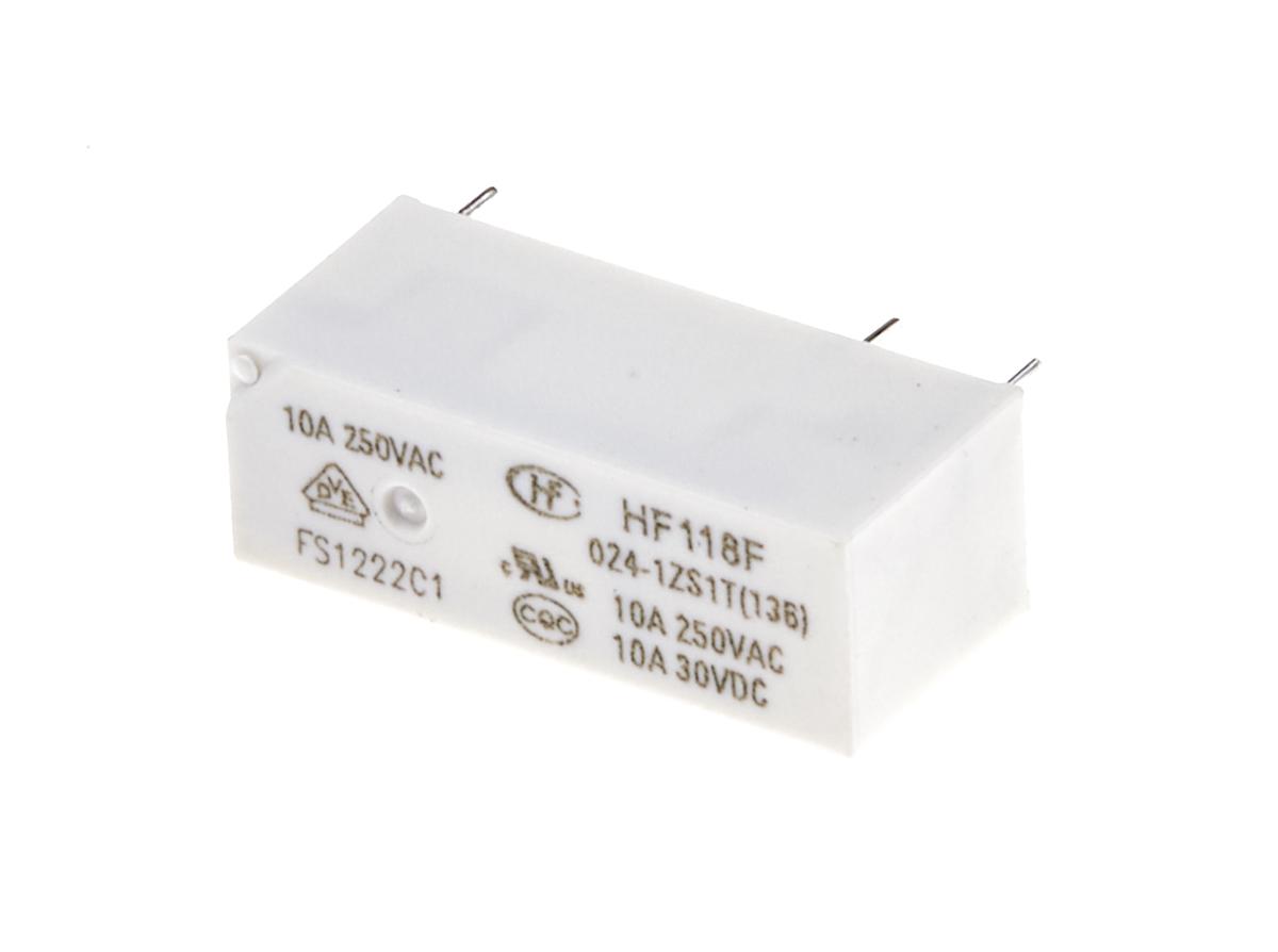 Hongfa Europe GMBH PCB Mount Power Relay, 24V dc Coil, 10A Switching Current, SPST