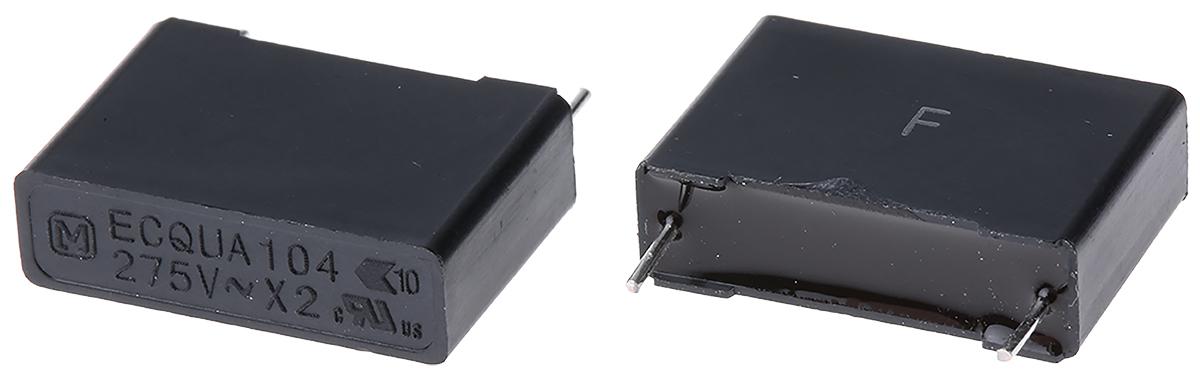 Panasonic ECQUA Polypropylene Film Capacitor, 275V ac, ±20%, 100nF, Through Hole