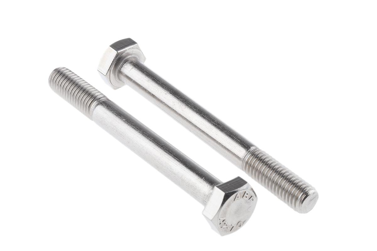 RS PRO Stainless Steel, Hex Bolt, M10 x 90mm