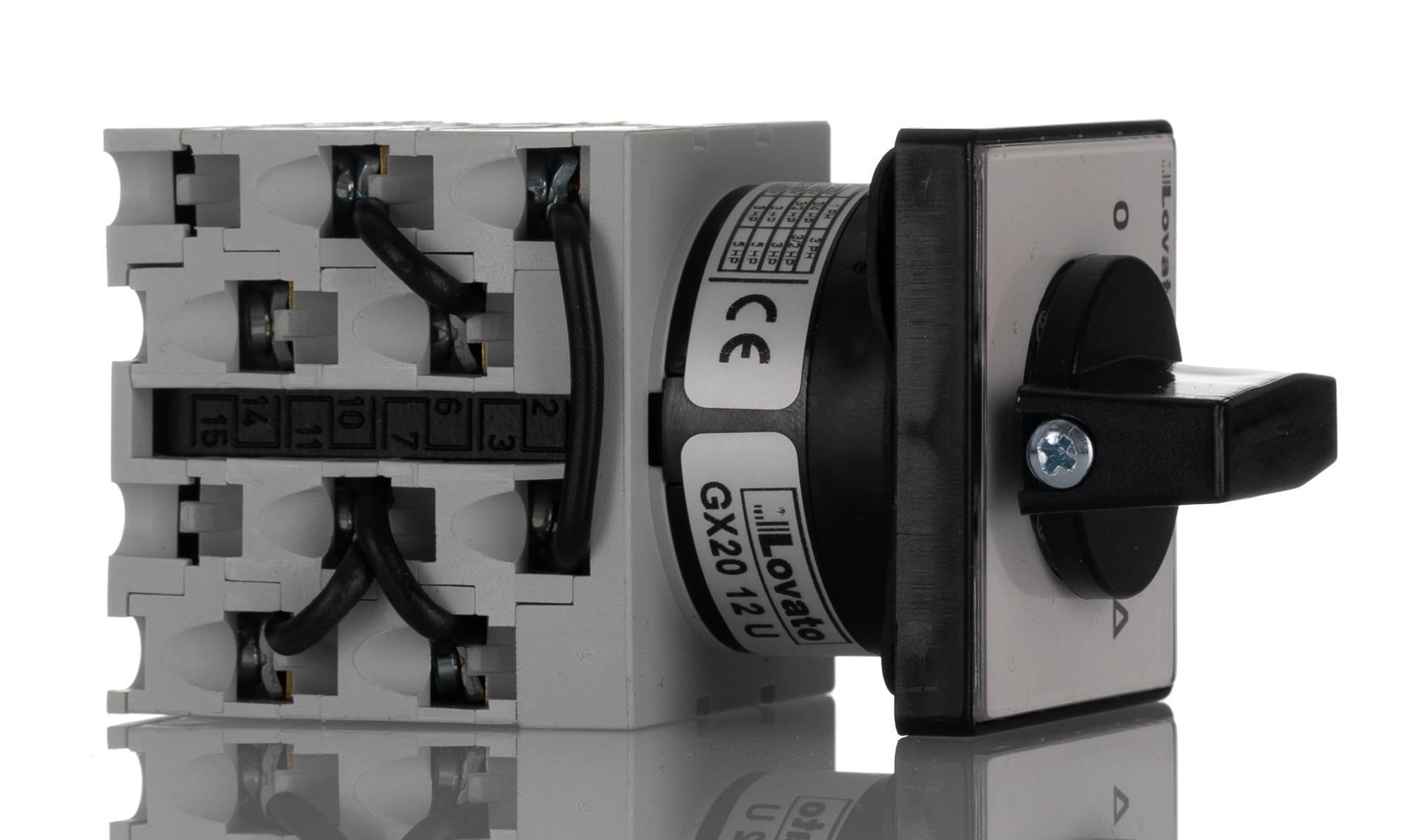 Lovato, 4P 3 Position 60° Star Delta Cam Switch, 690V ac, 20A, Knob Actuator