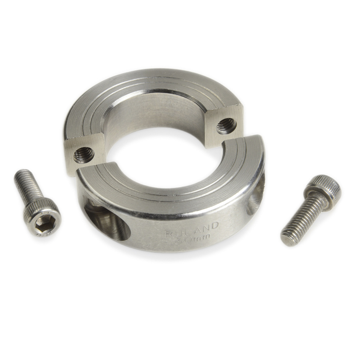 Ruland Shaft Collar, Two Piece, Clamp Screw, Bore 16mm, OD 34mm, W 13mm, Stainless Steel