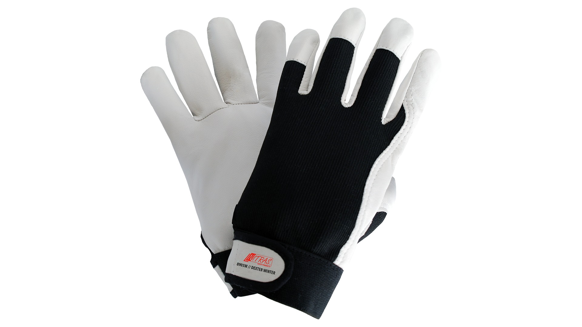 NITRAS SAFETY 8905W NITRAS DEXTER Grey, Black Leather Glove, Size 7