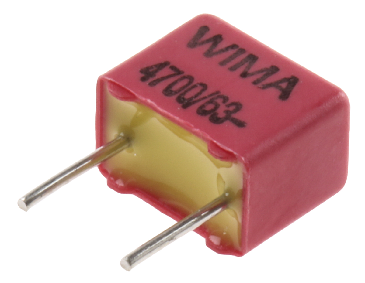 WIMA FKP2 Polypropylene Film Capacitor, 40 V ac, 63 V dc, ±5%, 4.7nF, Through Hole