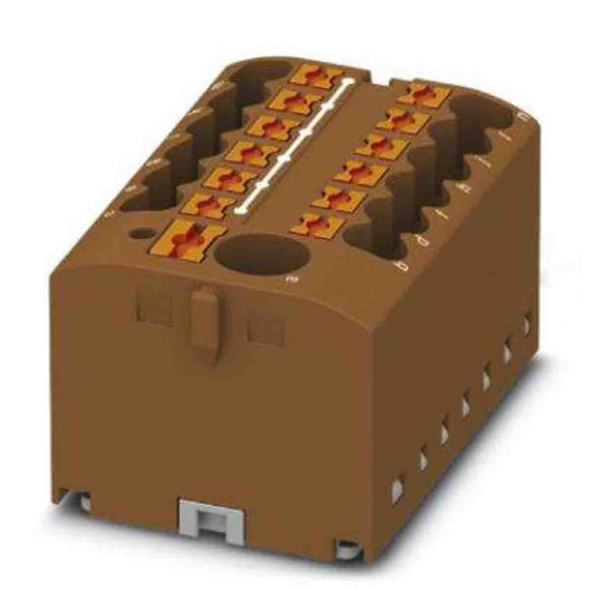 Phoenix Contact Distribution Block, 13 Way, 4mm², 24A, 450 V, Brown