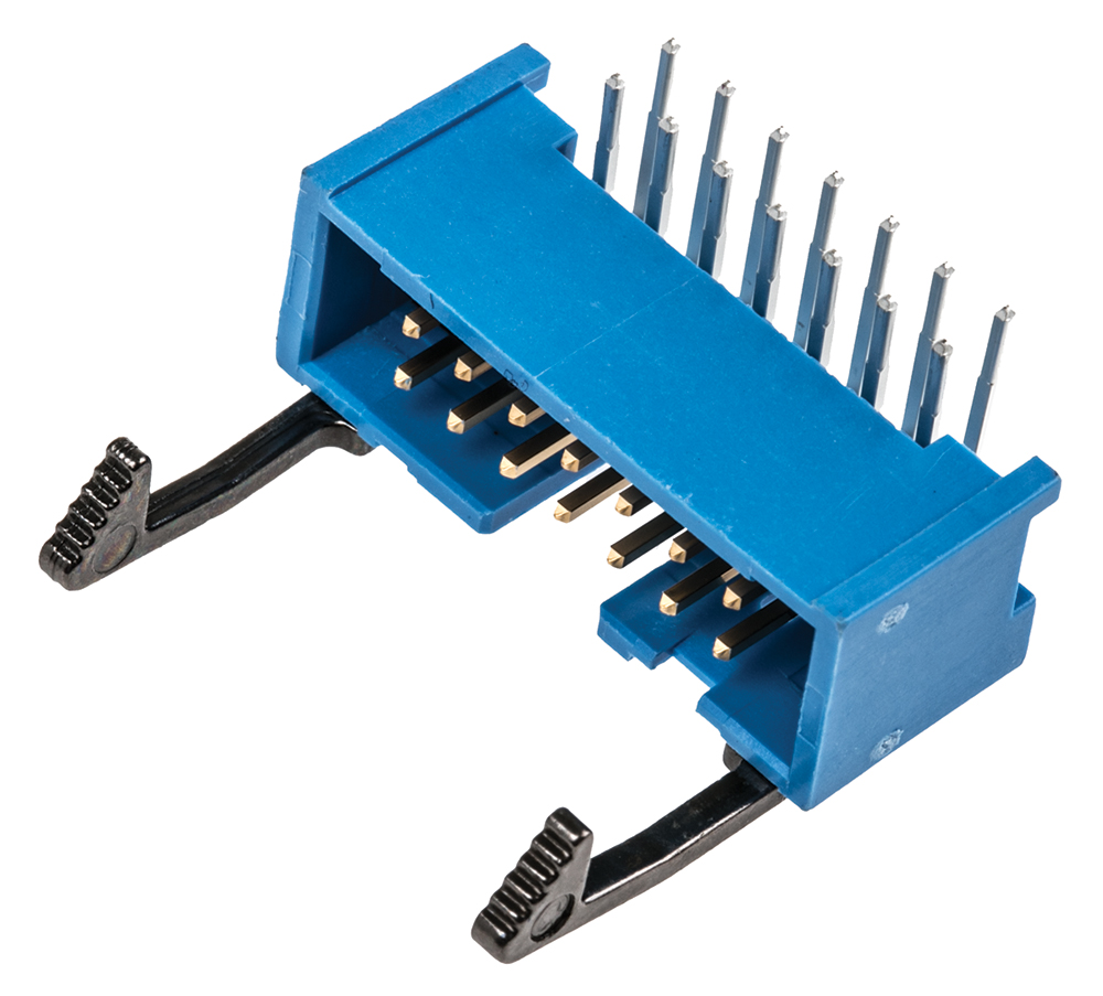 TE Connectivity AMP-LATCH Series Right Angle Through Hole PCB Header, 14 Contact(s), 2.54 mm Pitch, 2 Row, Shrouded