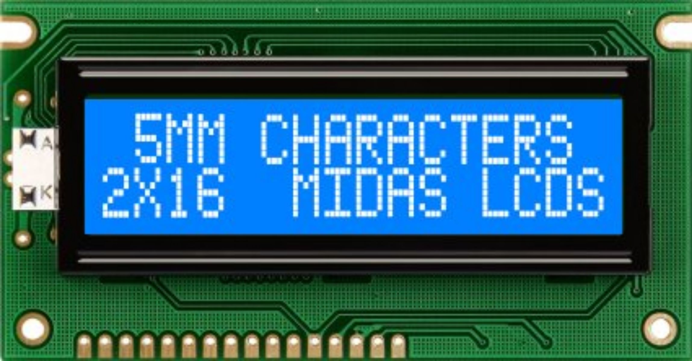 Midas MC21605A6WK-BNMLW-V2 Alphanumeric LCD Alphanumeric Display, 2 Rows by 16 Characters