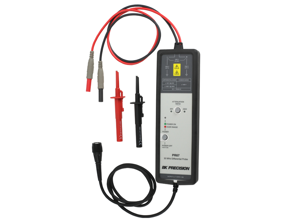 BK Precision PR65 Series Series PR67 Oscilloscope Probe, Differential Type, 30MHz, 20x/200xdB, BNC Connector