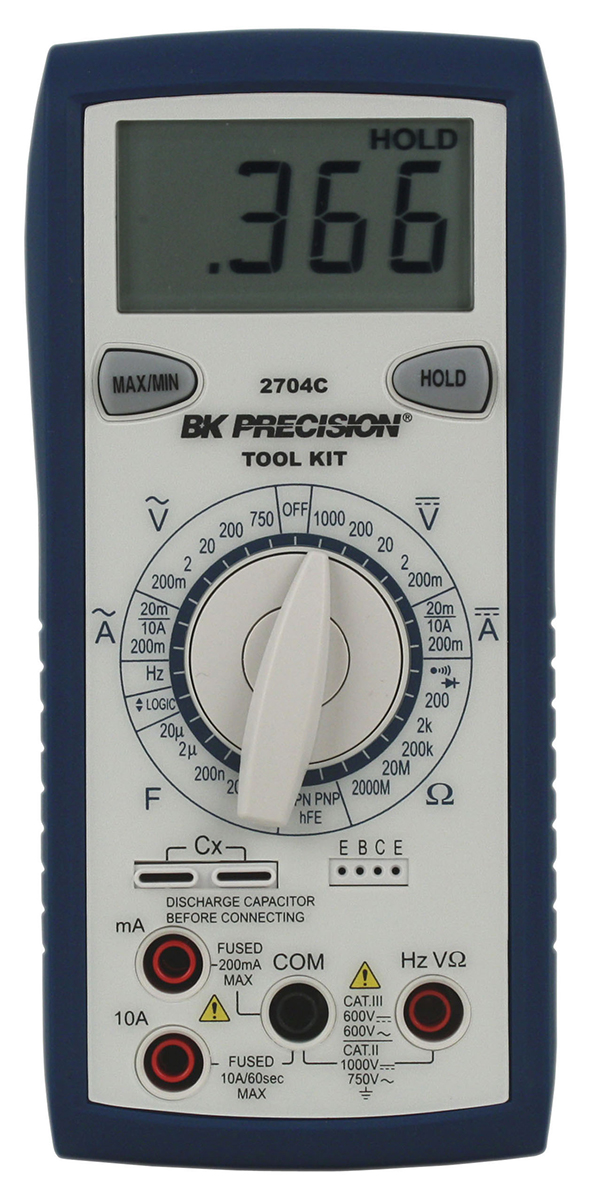 BK Precision BK2704C Handheld Digital Multimeter, 10A ac Max, 10A dc Max, 750V ac Max