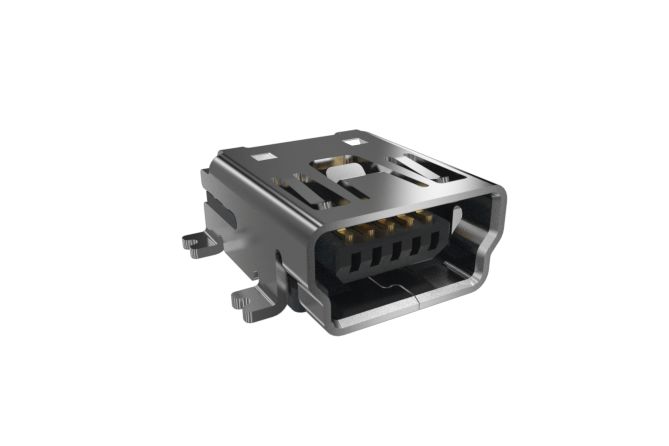 Amphenol Communications Solutions Right Angle, SMT, Socket- 5 Port Type B 2.0 USB Connector