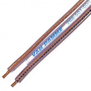 Van Damme 2 Core Speaker Cable, 0.75 mm² CSA Screened, 10 x 3mm od, 100m, Transparent