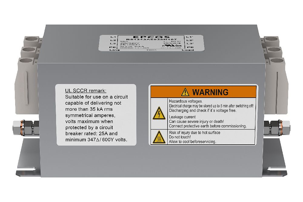 EPCOS, B85321 500A 250 V ac, Through Hole EMC Filter, Terminal Block 3 Phase