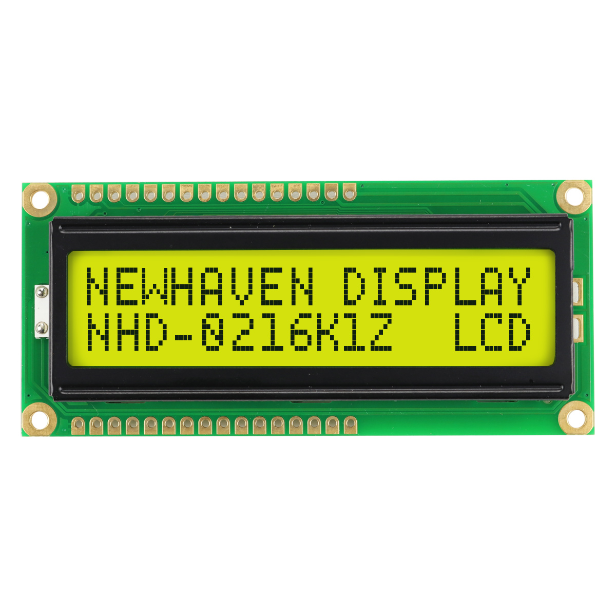NEWHAVEN DISPLAY INTERNATIONAL NHD-0216K1Z-FL-YBW Alphanumeric LCD Alphanumeric Display, Yellow-Green on Yellow/Green,