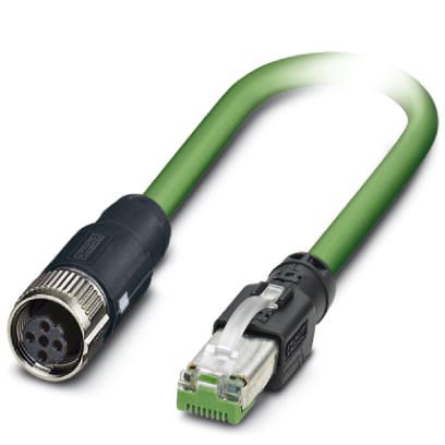 Phoenix Contact, 5m Cat5, Green M12 to Female RJ45 Male, Shielded Shielded, Terminated