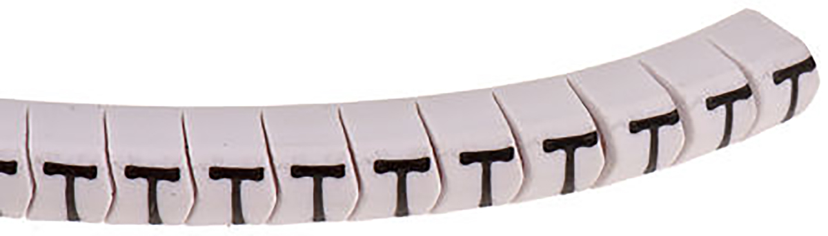 HellermannTyton Helagrip Slide On Cable Markers, Black on White, Pre-printed "T", 4 → 9mm Cable, 901-10317