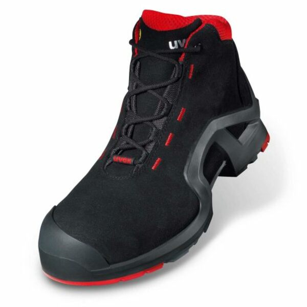 uvex 1 Black, Red ESD Safe Composite Toe Capped Men, Women Safety Boots, EU 42