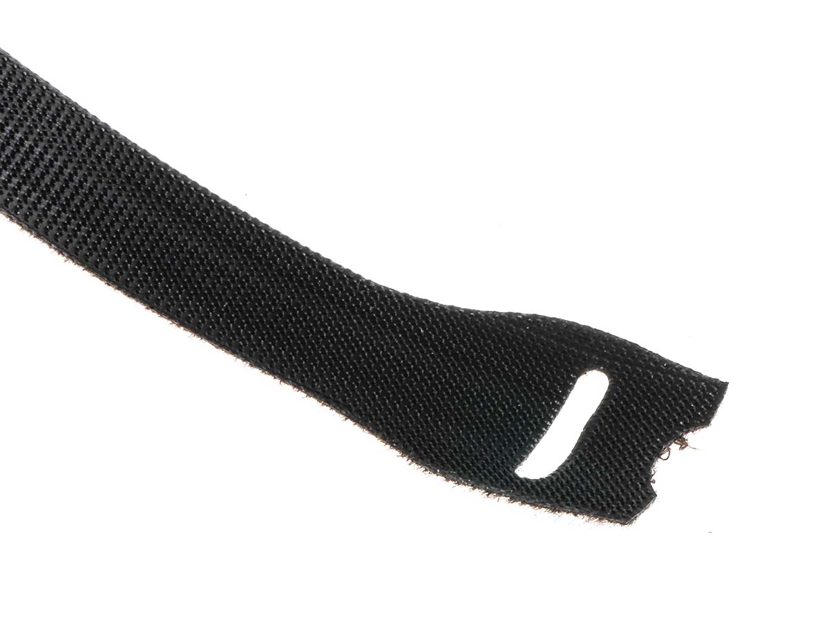 RS PRO Cable Tie, Hook and Loop, 203.5mm x 12 mm, Black Fabric, Pk-25