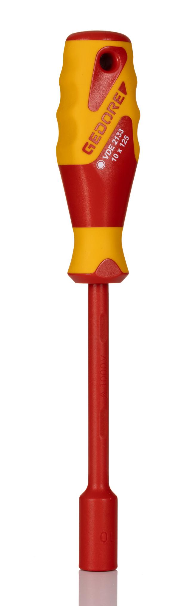 Gedore Hexagon Nut Driver, 10 mm Tip, VDE/1000V, 125 mm Blade, 235 mm Overall