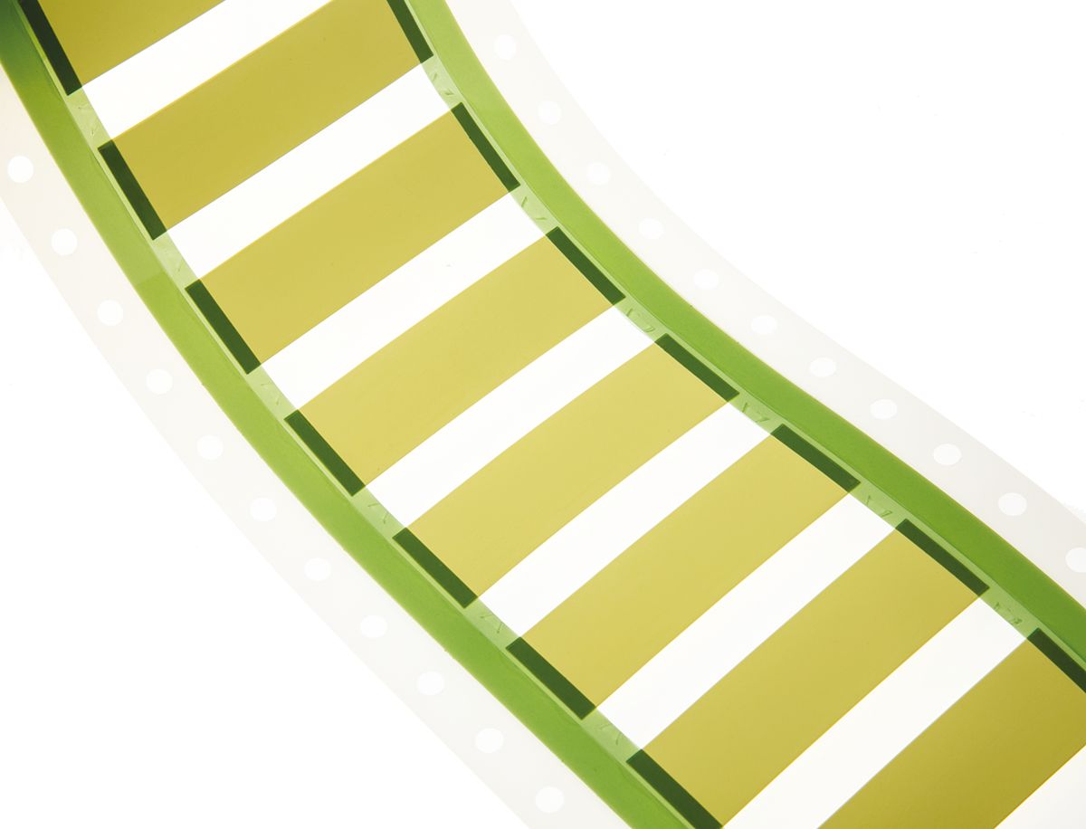 TE Connectivity HX-SCE on Yellow Heatshrink Labels, 25.4 mm Width, 50mm Label Length, 9.5mm Label Width