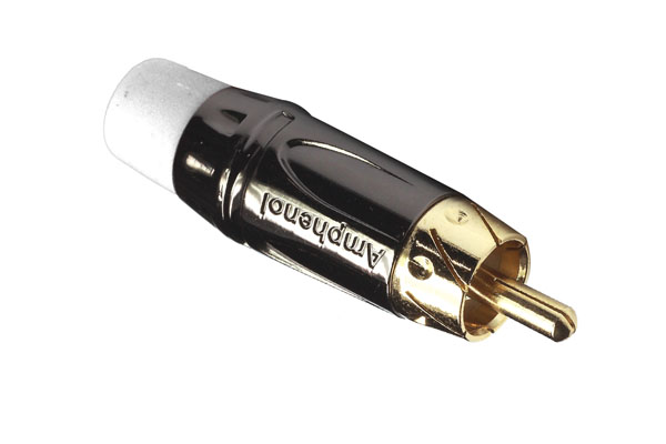 Amphenol Industrial Black Chrome Cable Mount RCA Plug, Gold, 10A