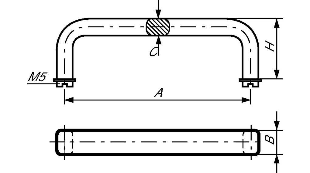 Mentor 277 Series Aluminium Handle, 105 x 13 x 63.5mm