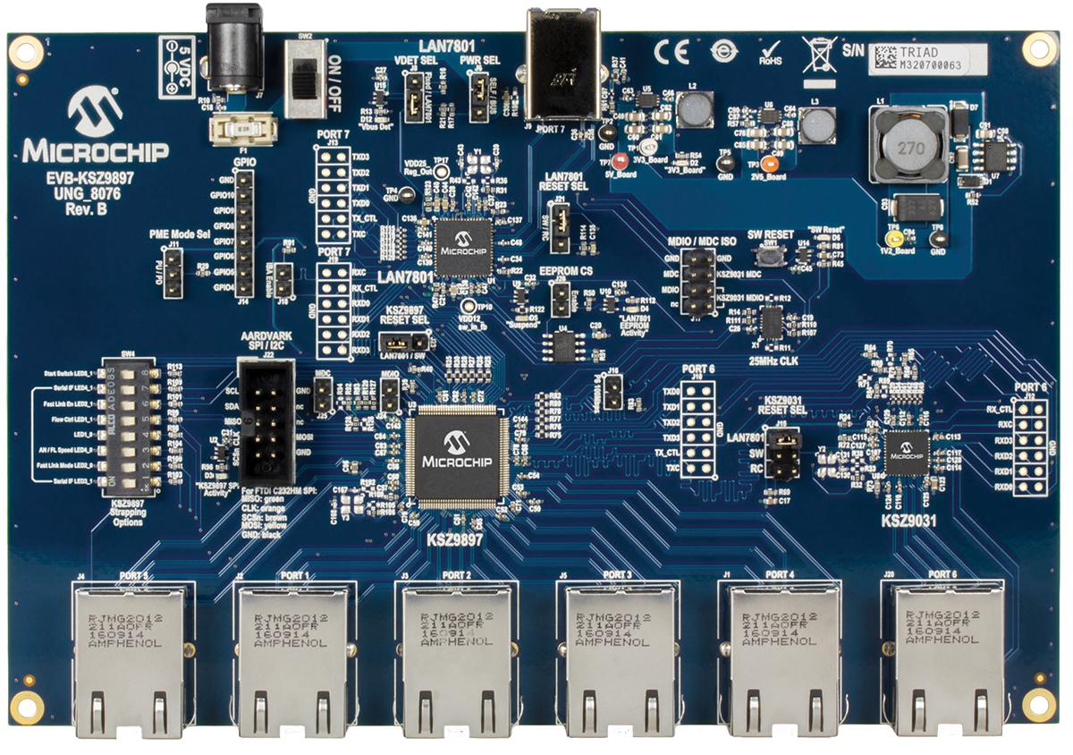 Microchip KSZ9897 Switch Evaluation Board EVB-KSZ9897-1