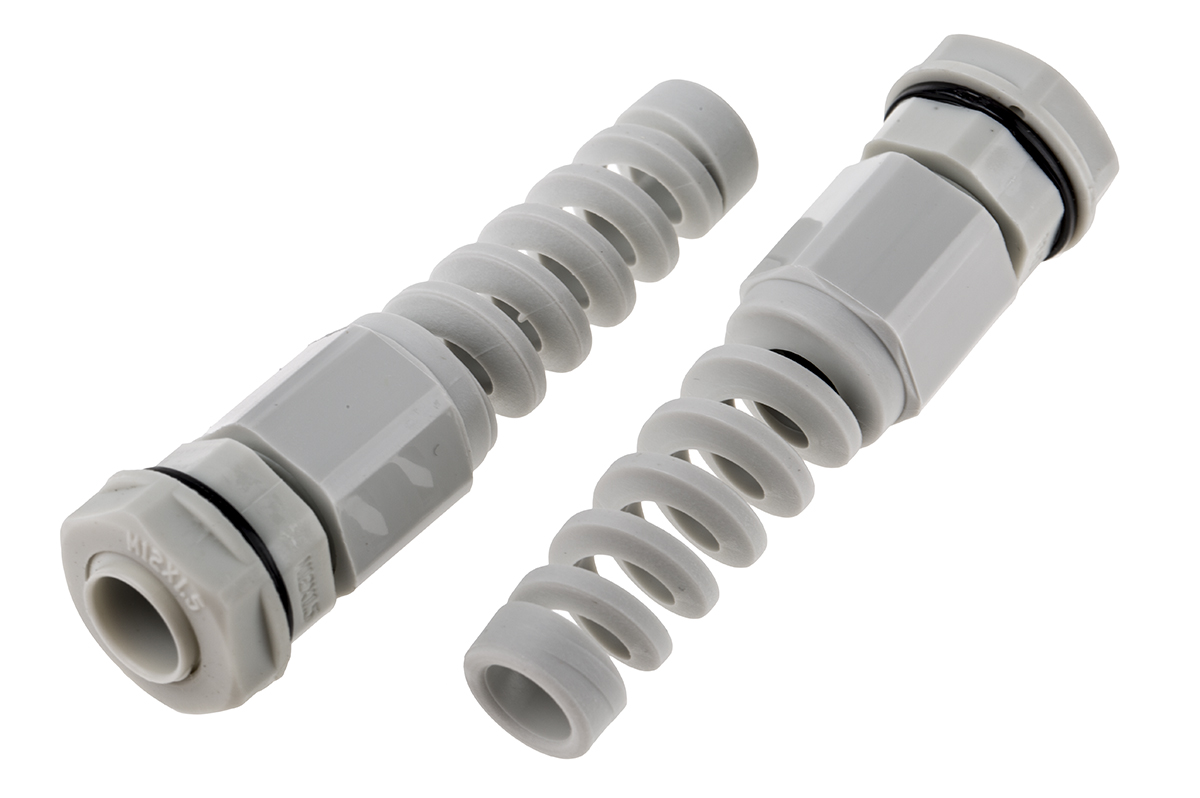 RS PRO Grey Nylon Cable Gland, M12 Thread, 3mm min., 6.5mm max., IP68