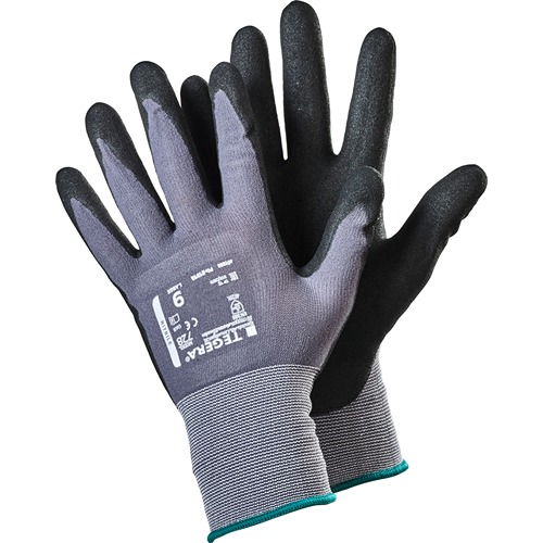 Tegera TEGERA Black, Grey Nylon, Spandex Nylon, Spandex Work Gloves, Size 8, Nitrile Coating