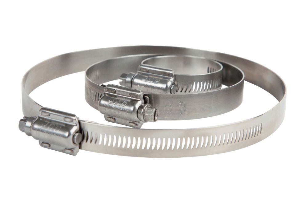 HI-TORQUE Stainless Steel Slotted Hex Hose Clip, 130 → 160mm ID