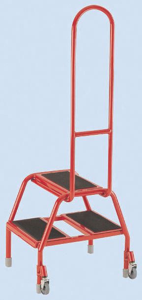 RS PRO 2 Tread Steel Steps 0.39m Platform Height, Red