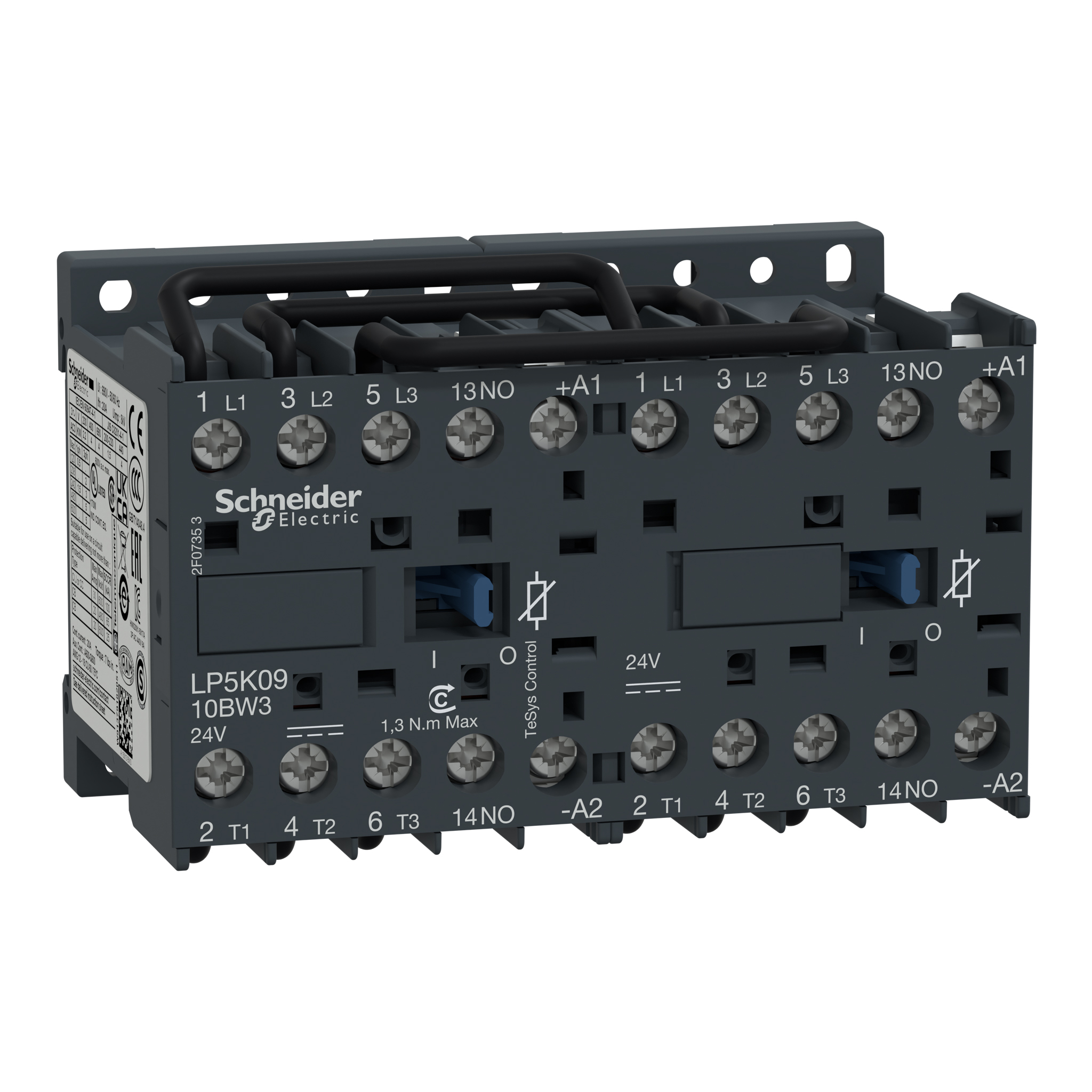 Schneider Electric LP5K Series Reversing Contactor, 24 V dc Coil, 3-Pole, 9 A, 4 kW, 3NO, 690 V ac