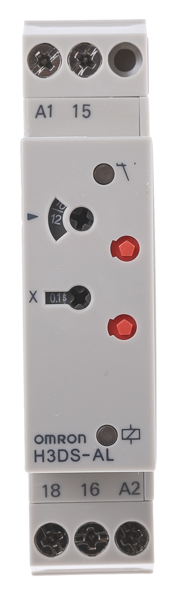 Omron H3DS Series DIN Rail Mount Timer Relay, 24 → 230 V ac, 24 → 48V dc, 1-Contact, 0.1 s → 120h,