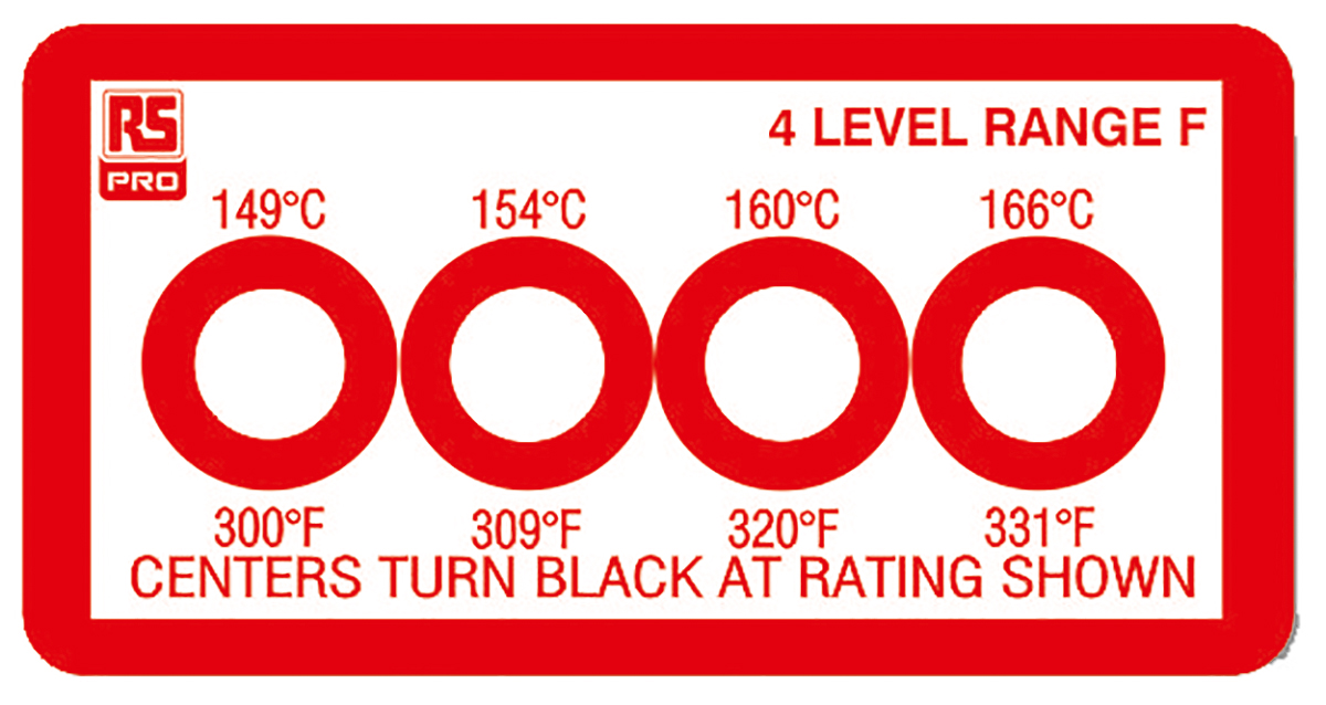 RS PRO Non-Reversible Temperature Sensitive Label, 149°C to +166°C, 4 Levels