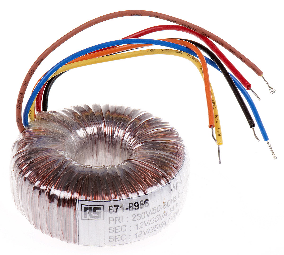 RS PRO 115 V ac, 230 V ac, 2 x 18V ac Toroidal Transformer, 80VA 2 Output