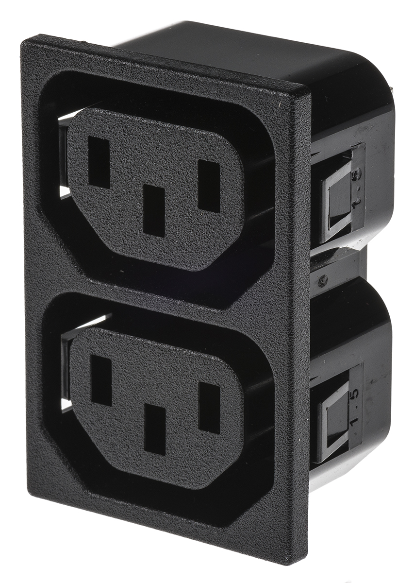 Bulgin 2 X C13 Snap-In IEC Connector Socket, 10A, 250 V