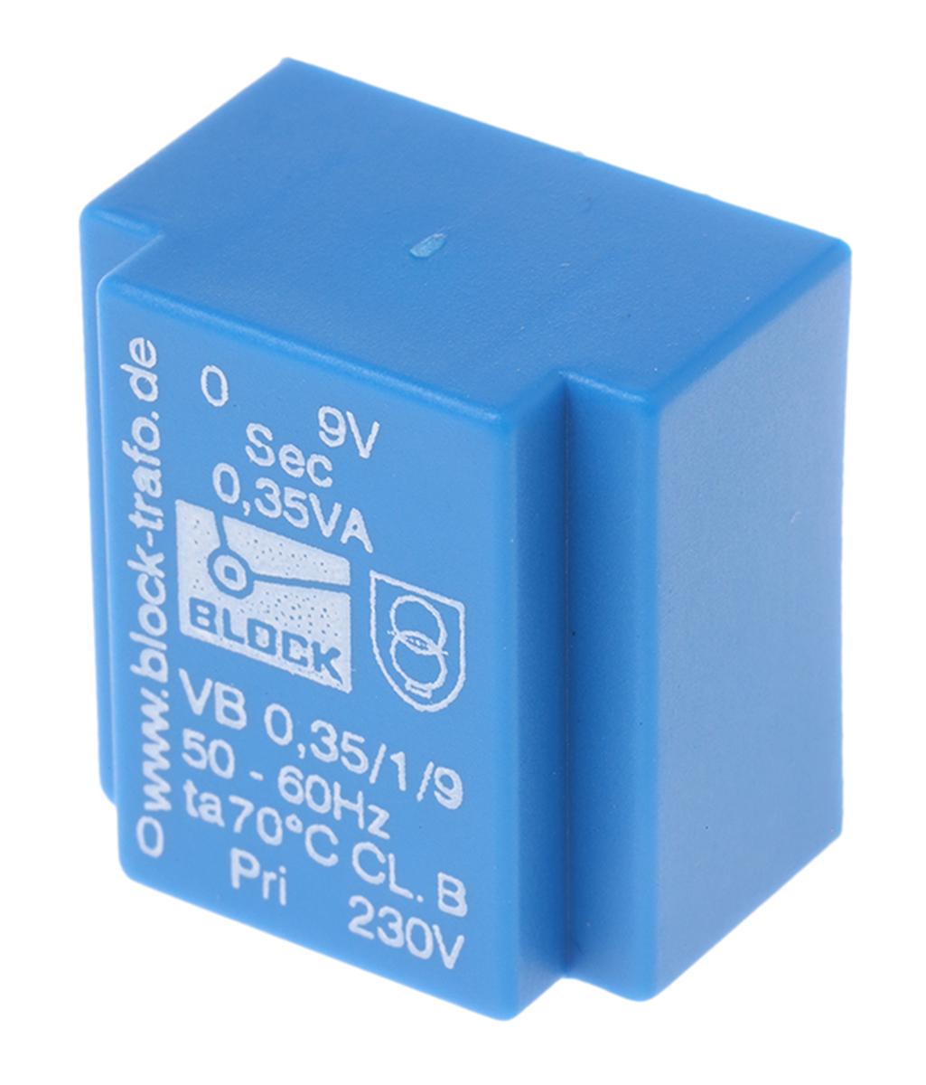 Block 9V ac 1 Output Through Hole PCB Transformer, 0.35VA