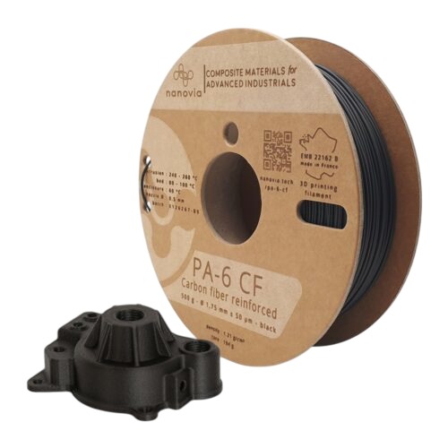 NANOVIA 1.75mm Black PA-6 CF 3D Printer Filament, 500g