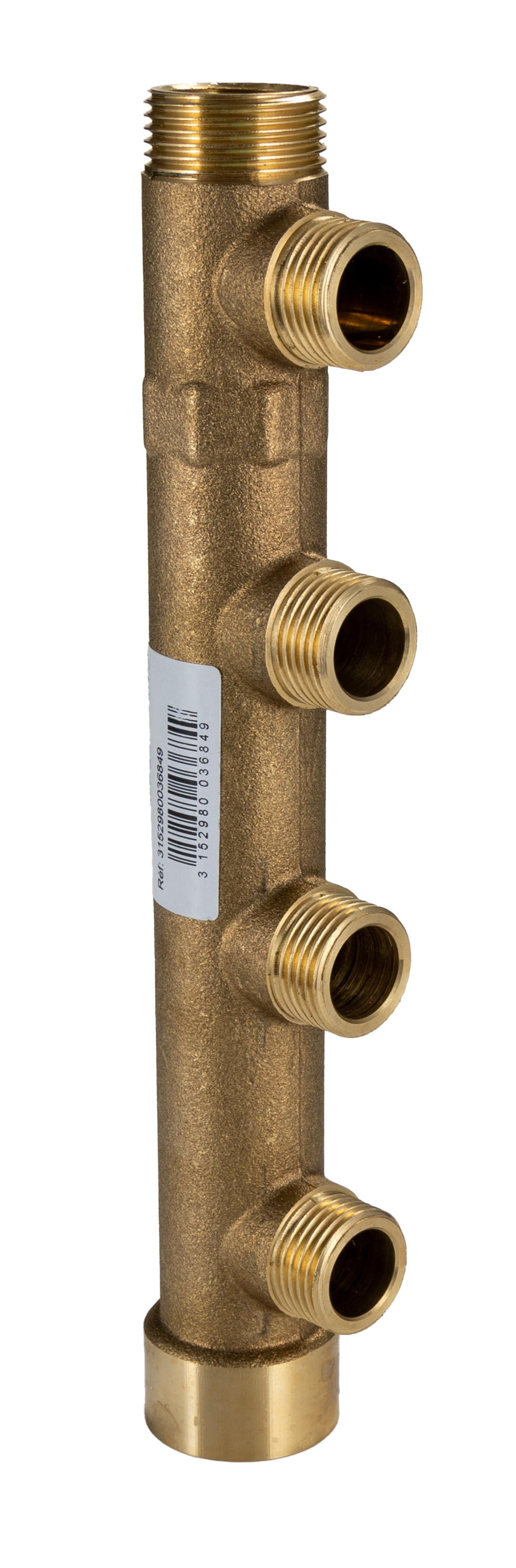 Watts Brass Pipe Fitting, Straight Compression Manifold, Male 3/4in to Male 1/2in