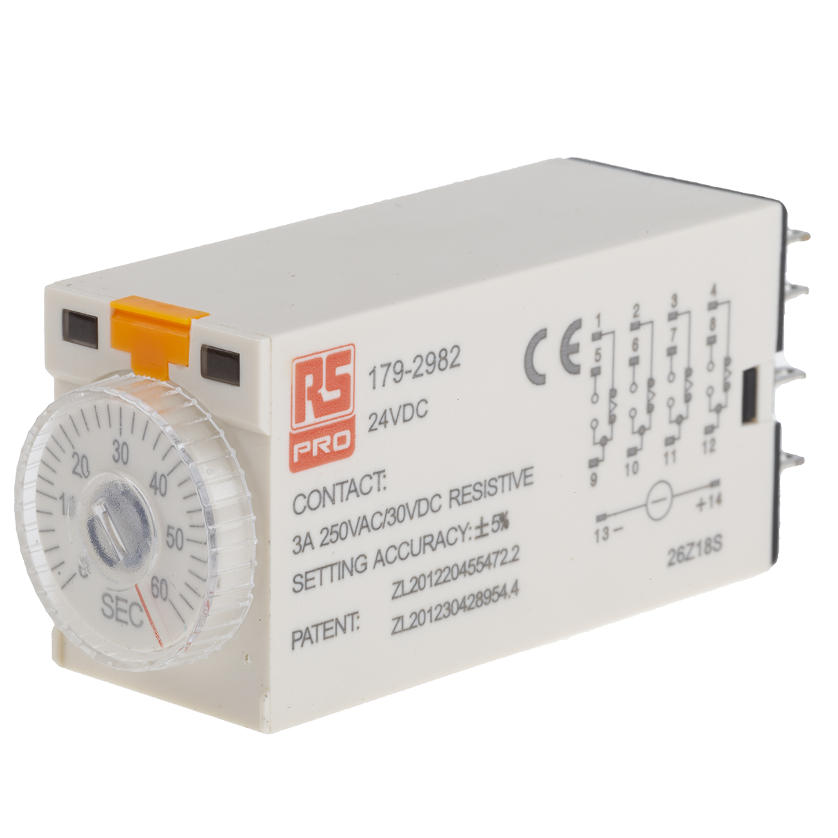RS PRO Plug In Timer Relay, 24V dc, 4-Contact, 2 → 60s, 1-Function, 4PDT
