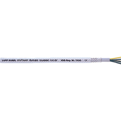 Lapp ÖLFLEX CLASSIC 110 SY Control Cable, 7 Cores, 1 mm² CSA 18 AWG, Screened, 50 m, Transparent Polyvinyl Chloride
