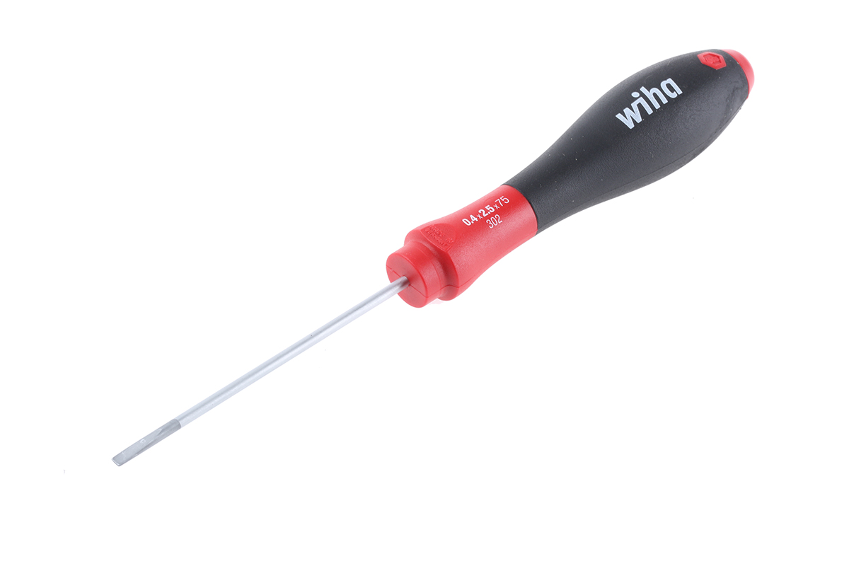 Wiha Slotted  Screwdriver, 2,5 mm Tip, 75 mm Blade, 179 mm Overall