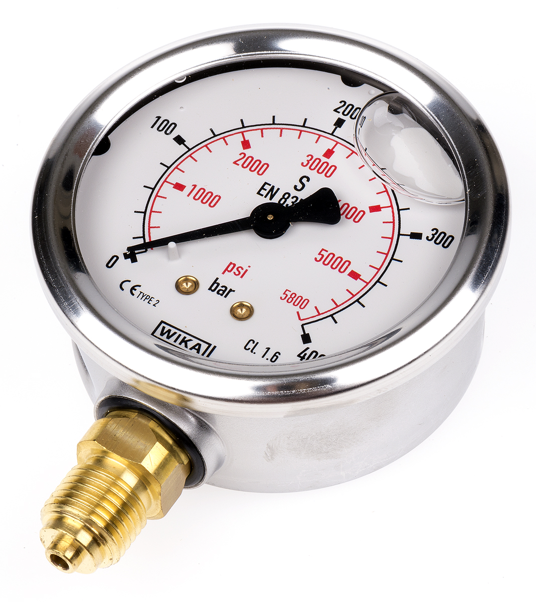 WIKA G 1/4 Analogue Pressure Gauge 400bar Bottom Entry 63mm Outside Diameter